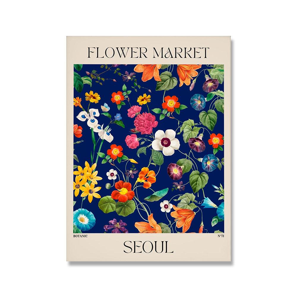 Flower Market Paris London Poster Print Vintage Botanical Plant Canvas Painting Abstract Wall Art Nordic Picture For Living Room