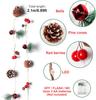 Christmas Garland with Lights,Pinecones String Lights with Red Berries Bells Needles,20 LED Battery Operated Prelit Garland