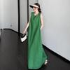 Ärmlös Plus size Bomull vintage ny i klänningar för kvinnor avslappnad lös lång sommarklänning