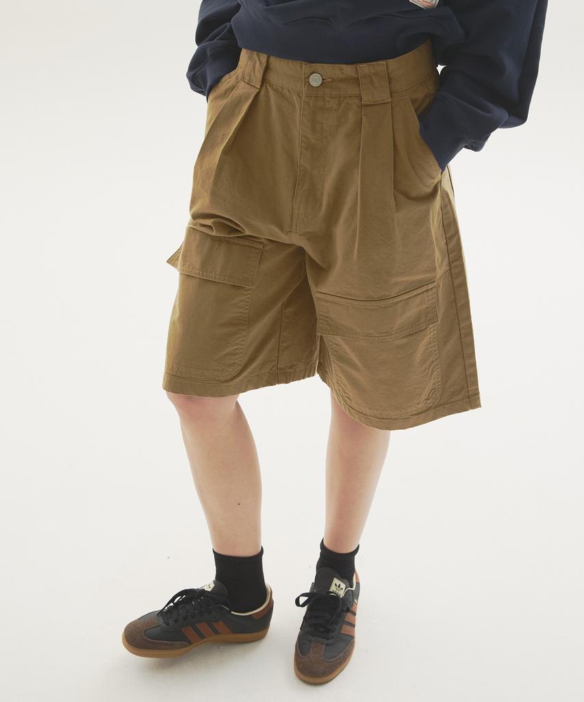 Nyuluki Vintage Cotton Cargo Shorts_Beige