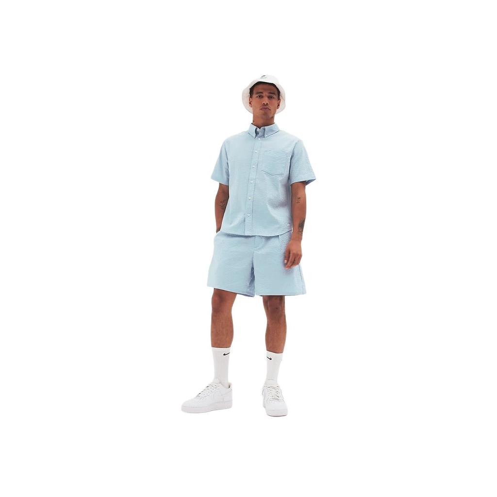 Nike Life Single Button Comfortable Versatile Casual Soft Short Sleeve Shirt Men Shirts Light-Military-Blue FN3223-440
