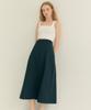 Fry Height Cotton Pleated A-Line Long Skirt Black