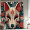1 Stück Fuchs-Muster Mittelalterlicher Mystery-Stil Fuchsmaske und Kirschblüten-Design Badezimmerdeko Polyestergewebe Duschvorhang