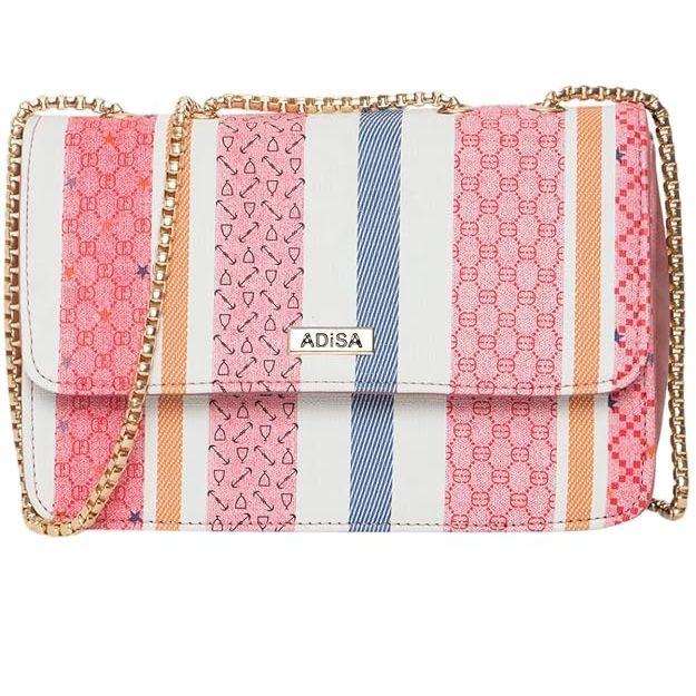 Women Girls Stripes Cross Body Sling Bag