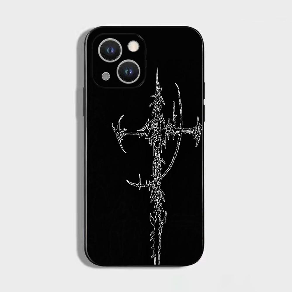 Cyber Sigil Kruislijn Telefoonhoesje Voor iPhone 16,15,14,13,12,11 Plus,Pro Max,XS,X,XR,SE,Mini,8,7,Zachte Siliconen Zwart Hoesje