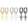 European and American Titanium Steel Cross Ear Buckle Trend Simple Unisex 316 Stainless Steel 18k Round Wire Earrings
