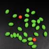 100PCS Green/Orange Large Soft Rubber Oval Luminous Fishing Beads Lumo Glow Beans Sabiki Snapper Rig 10x15 8x12 6x12 5x8 7x7