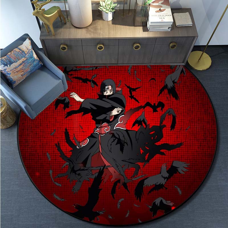 Cartoon Naruto runder Teppich für Wohnzimmer, Schlafzimmer, rutschfeste Bodenmatte