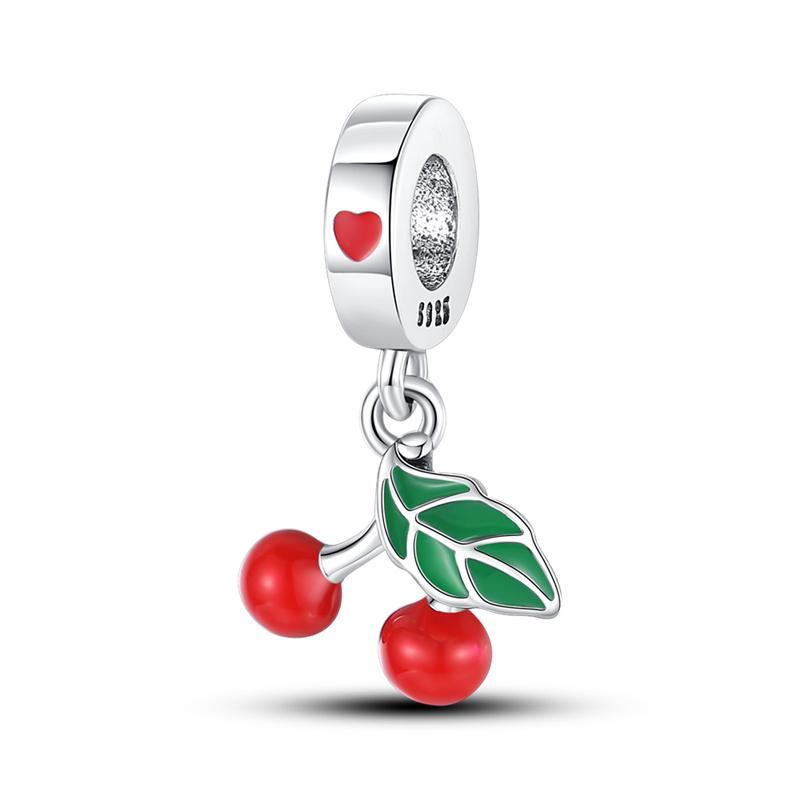 925 Silver Color Strawberry Cherry Avocado Fruit Charms Beads Fit Qikaola 925 Bracelets Fine DIY Birthday Jewelry