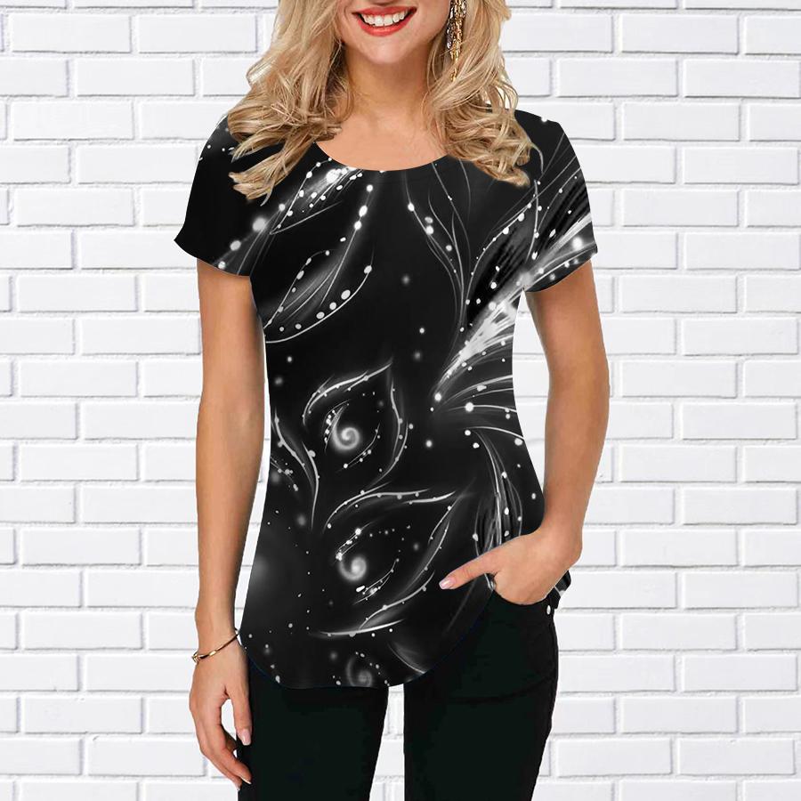 Maglietta estiva da donna Stampa T-shirt a maniche corte Top stampati casual