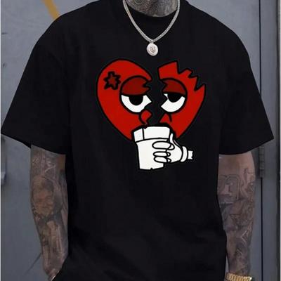 New Summer Men's Fashion T-shirt Passionate Love Printed Men's T-shirt Top