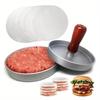 Aluminum Hamburger Press with Wooden Handle - Round Patty Mold for Kitchen