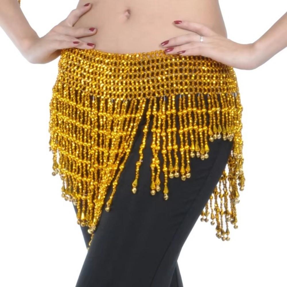 New Tassel Belly Dance Waist Chain Hollow Elastic Latin Dance Triangle Scarf Hand-Beaded Waist Scarf Dance Performances