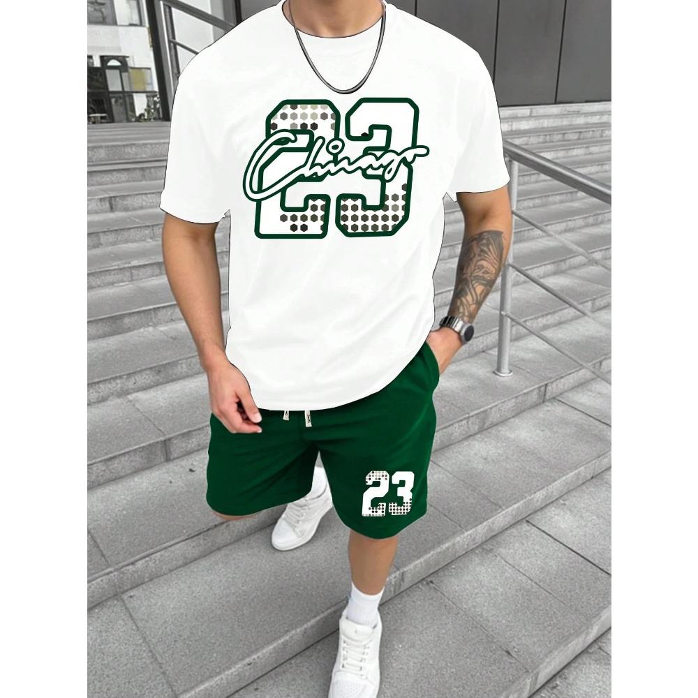 Neues Sommer-Zweiteiler-Set für Herren: T-Shirt und Shorts, Lässiges kurzärmeliges T-Shirt und Shorts, Zweiteiler-Set, Täglicher Freizeitstil
