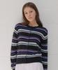 VLETI Slim Stripe Featherlight Button Cardigan (Black)