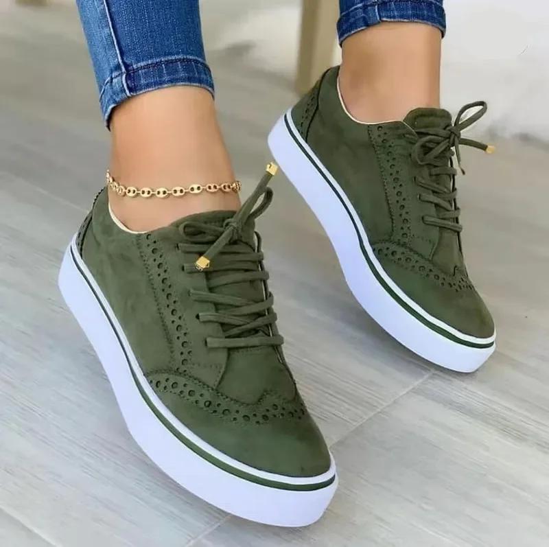 New 2025 Spring Sneakers Women Flat Casual Sneaker Fashion Versatile Lace Up Walking Women Shoes Large Size 43