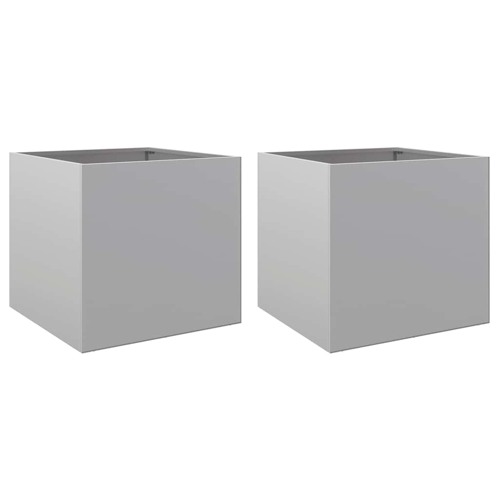 Planters 2 Pcs Silver 42 X 40 X 39 Cm Galvanized Steel
