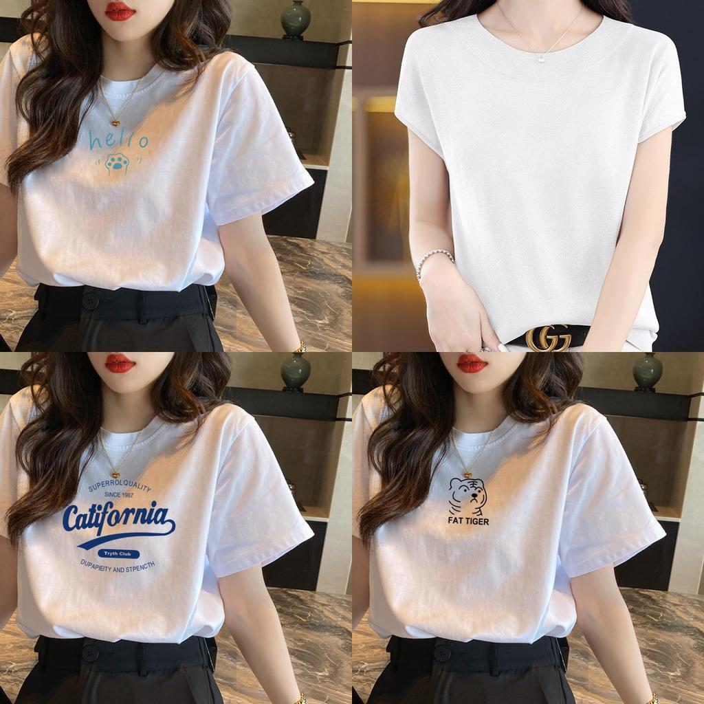 Casual White Cotton T Shirt With 3d Print For Spring Summer Daily Wear