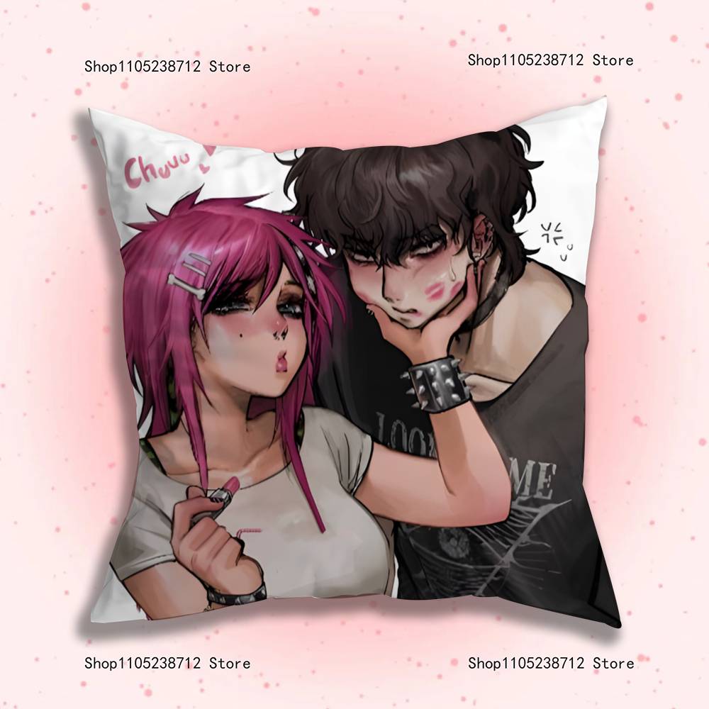 Emo Subculture Art Pillowcase Pillowslip Cushion Plush Boys Girls Cartoon Anime Kawaii Decoration Kids Birthday Cute Gifts