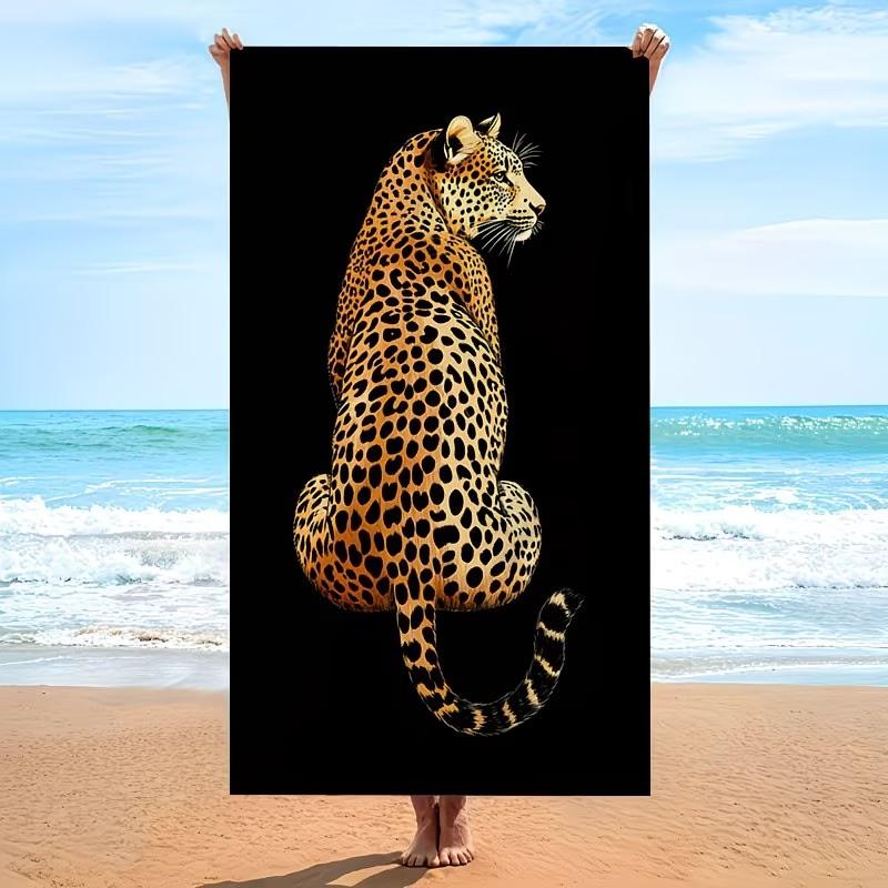 Oversized Microfiber Beach Towel Leopard Print, Extra Large Quick Dry Sand Free Bath Towel, XL Animal Travel Swim Pool Blanket