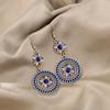 Turquoise Bohemian Owl & Palm Bronze Carved Dreamcatcher Earrings for Women