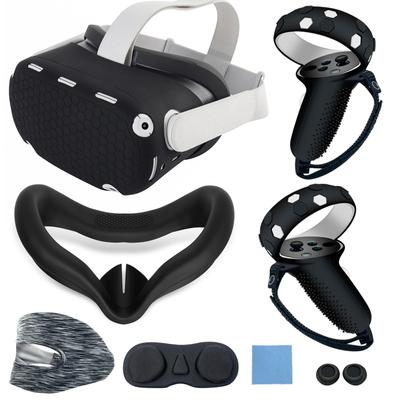 For Oculus Quest 2 Accessories, VR Silicone Face Mask, VR Shell Cover,Quest 2 Touch Controller Grip Cover,Protective Lens Cover,Disposable Eye Cover