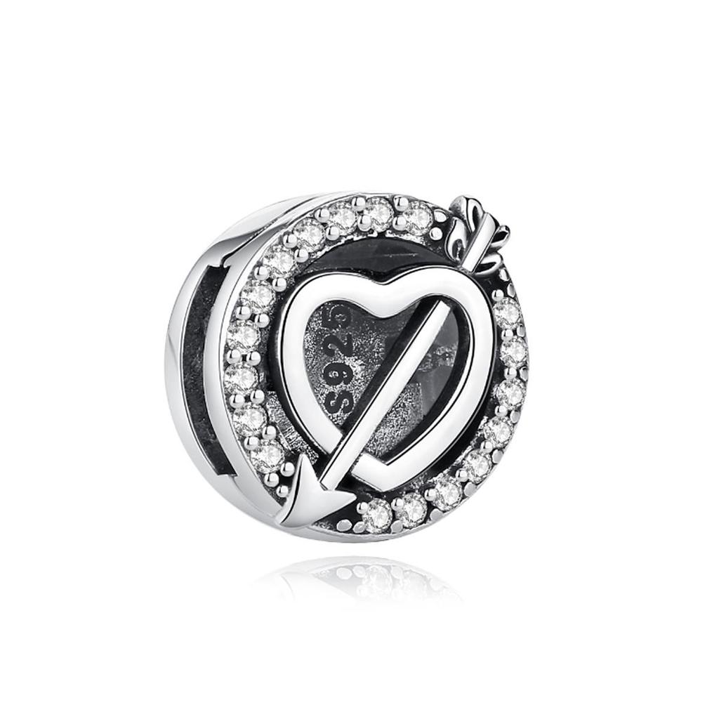 925 Sterling Silver Heart Clover Charm Original Reflections Clip Fit Pan Brand Bracelets Women's Jewelry