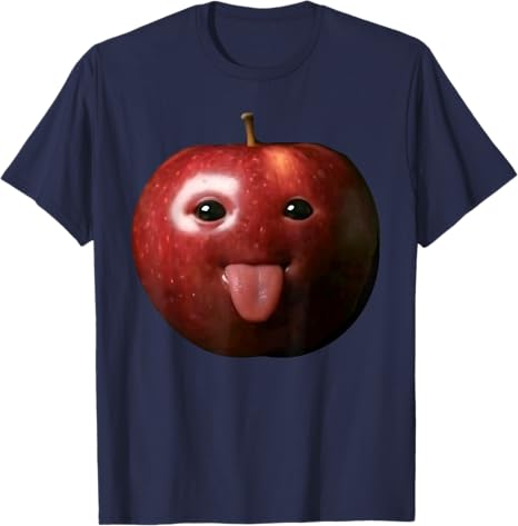 Funny Silly AI Apple Gen Z Meme BrainRot Humor Tongue Out TShirt Fruit Lover Y2k Art Aesthetic Tops Sigma Apple Rizz Saying Tee