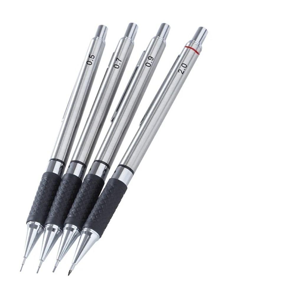 0.5/0.7/0.9/2.0MM Automatic Pencil Metal Sketch Pencil Anti-slip Movable Pencil School Office
