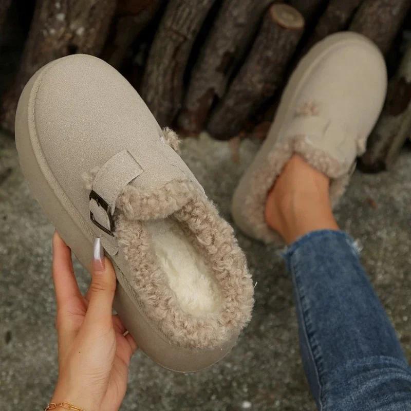 Modieuze Sneeuwlaarzen Winterkleding Buiten Dikke Zool Katoenen Schoenen Pluche Verdikt Warm Houdende Pantoffels Platform Casual Schoenen Buitenpantoffels
