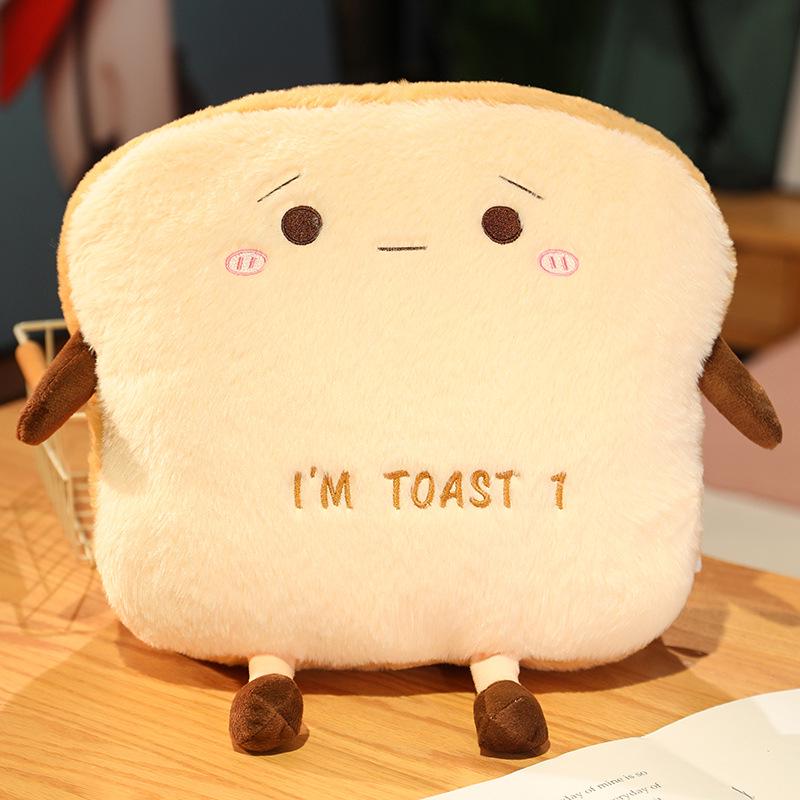 Creative Toast Hand Warmer Cushion – Cute, Skin-Friendly, Soft, and Cozy Pillow with Hand Inserts