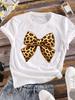 (Asian Size) Leopard Trend O-neck T Shirt Printed Female Top Lady Clothing Casual Fashion Women Graphic Tee Short Sleeve T-shirts