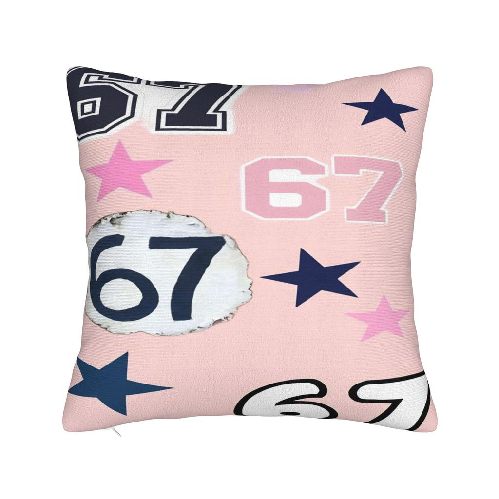 67 Six Seven Meme Pillow Cover Brainrot Print Cushion Cover Funny Pillow Case For Sofa Couch Bed Living Room
