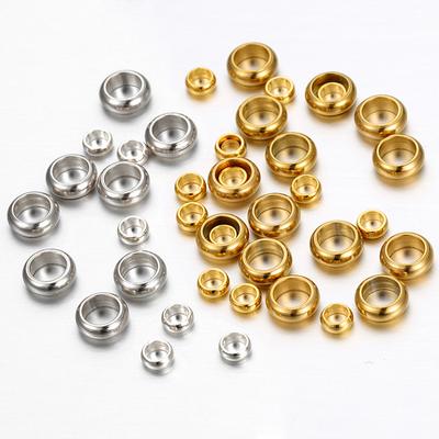 50pcs Gold Color Stainless Steel Round Stopper Spacer Beads Crimp End Beads for DIY Necklace Jewelry Making Supplies Wholesale