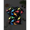 Glowing Dinosaur Adventure T-shirt voor jongens - korte mouwen, comfortabele zomerkleding voor casual plezier