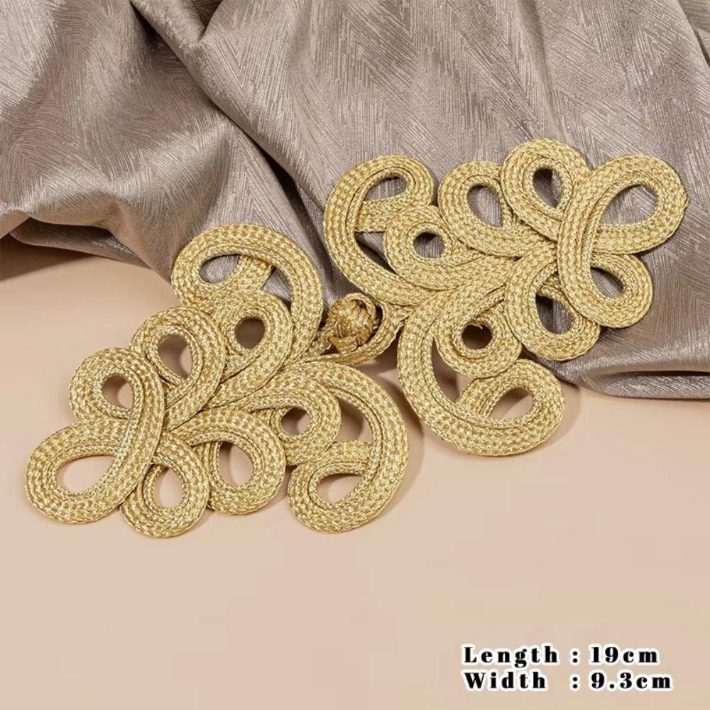 Golden Chinese Frog Buttons Handmade Flower Fastener Cheongsam Buttons DIY Sewing Knot Style Gold Lace Trim Clasps