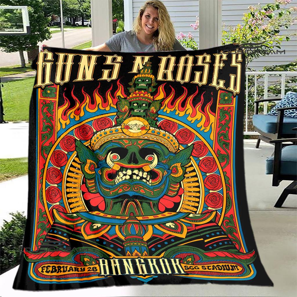 Guns n'roses band retrotryck filt Flanell Mjuk Komfortfilt Hem Resefilt Barn Varm Filt födelsedagspresent