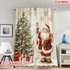 2pcs 2D Flat Printing Fashionable Christmas Curtains Christmas Santa Claus Gifts Snowflakes Digital Printed Polyester Drapes