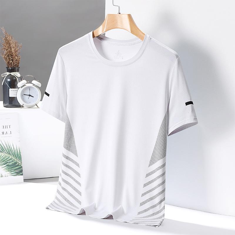 Cool and Breathable Short Sleeved T-shirt for Men's Summer Ice Silk Round Neck Base Shirt Casual T-shirt