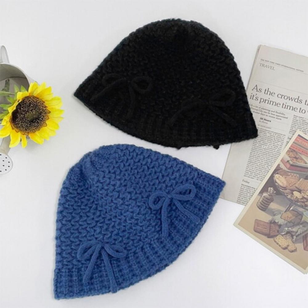 New Arrivals Open Run Women Mohair Wool Bucket Hat Knot Ballet
