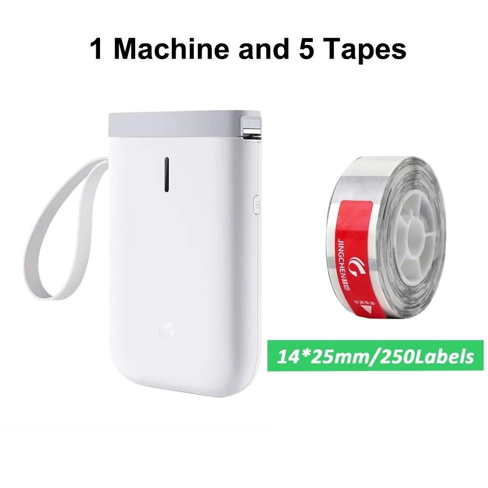 D11 Portable Handheld Thermal Label Printer with 5PCS Tapes Wireless BT Label Maker Sticker Machine for Home Labeling Barcodes