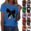 Dames Los Comfortabel Casual Modieus Strikpatroon Bedrukt Ronde Hals Korte Mouwen Shirt