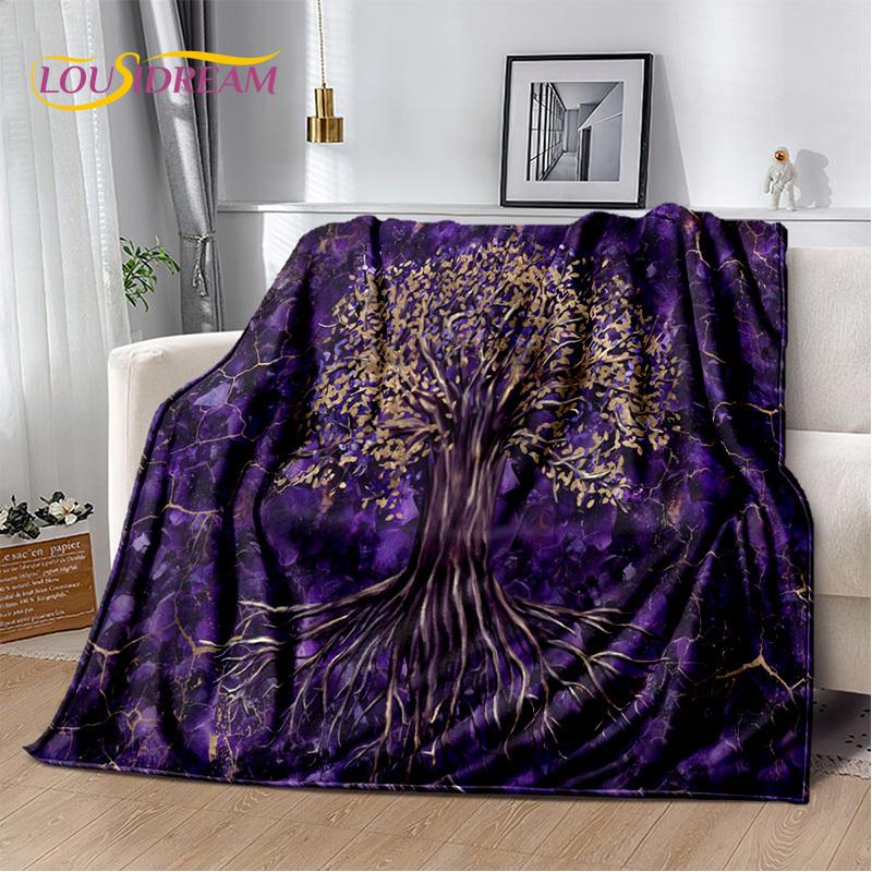Couverture d'arbre de vie de la mythologie nordique Yggdrasil, couverture douce en flanelle pour la maison, la chambre à coucher, le lit, le canapé, le pique-nique, le bureau, les enfants