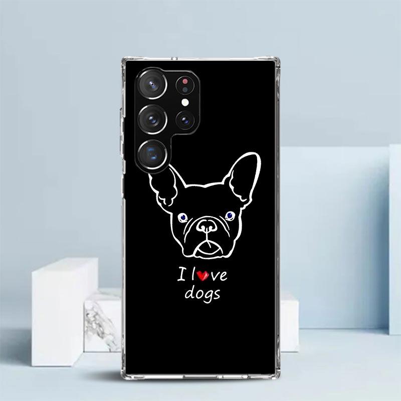 French Bulldog Black White Phone Case For Samsung Galaxy S24 S25 Edge S26 Ultra S22 S23 Plus S21 + S20 FE Soft TPU Back Cover Ga