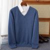 Heren Merino Wol Trui V-Hals Pullover Herfst Winter Kasjmier Warm Effen Gebreide Kleding Zakelijk Onderlaag Zachte Tops