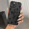 Telefoonhoesje Voor iPhone 16 15 14 11 12 13 Pro Max Mini 7 8 Plus X XR XS Max SE 16E Zwart Kruisprint Schokbestendig Zacht Hoesje