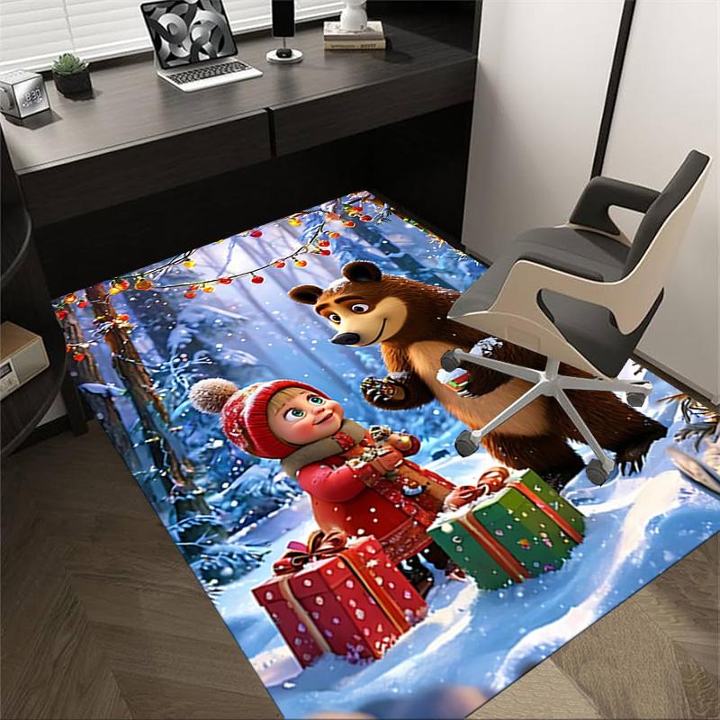 1PC Bear Christmas Extra Large Non Slip Floor carpet, Office, family, bedroom, Studio Large Area Rug Indoor Rugs
