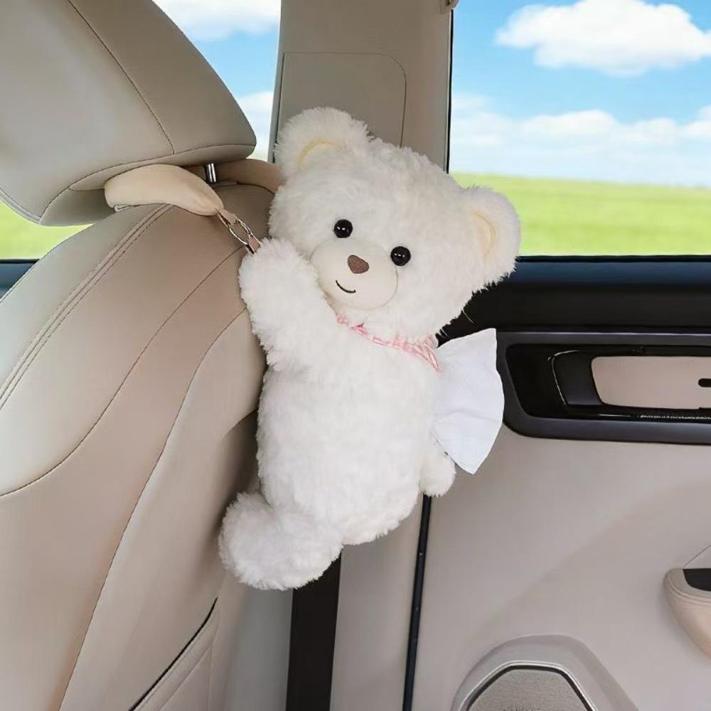 Cartoon Cat Car Tissue Holder Plush Doll Armrest Box Paper Case Kitten Paper Box Car Inner Decor