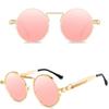 Retro Punk Sunglasses Colorful Round Metal Frame UV400 Protection Unisex Fashion Eyewear for Men Women