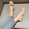 Single Shoes Summer and Autumn Square Head Comfortable Versatile Apricot Light Mouth One-pedal Single Shoes